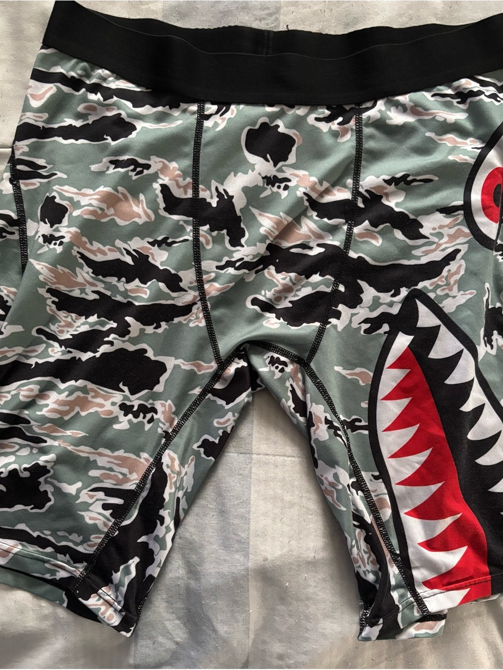 Bape Shark Camo Compression Shorts - Green/Black/Red